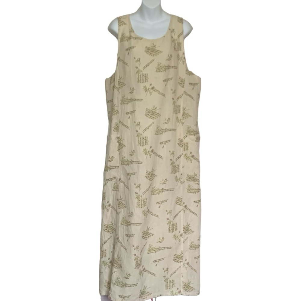 Vintage MARC WARE Made in USA Linen Floral Dress Size 12
